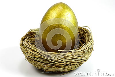 Golden Nest Egg Stock Photo