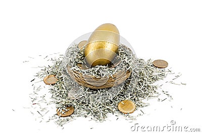 Golden Nest Egg Stock Photo