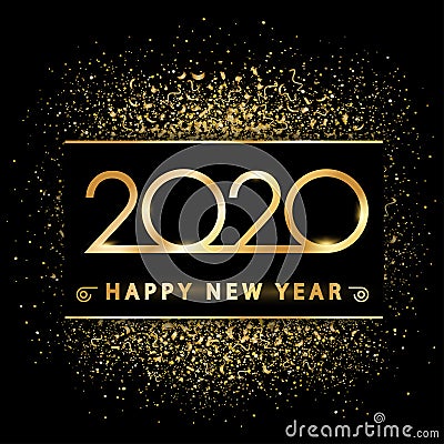 Golden new year 2020 on gold dust - vector Vector Illustration