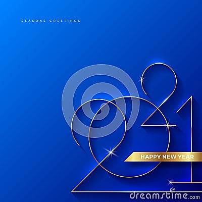 Golden 2021 New Year logo. Holiday greeting card. Vector. Holiday design for greeting card, invitation, calendar, etc Vector Illustration