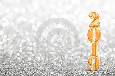 2019 golden new years 3d rendering at abstract sparkling bright Stock Photo