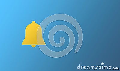 Golden notification bell on blue background Stock Photo