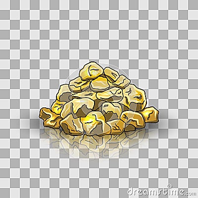 Golden nuggets pile Vector Illustration