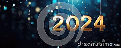 Golden 2024 number for Happy new year 2024, AI-generated content Stock Photo