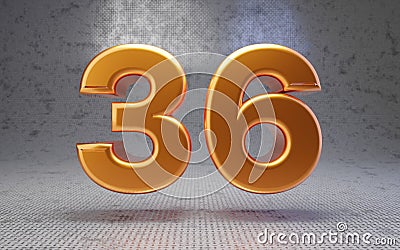 Golden number 36 on metal textured background Stock Photo