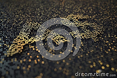 Golden numbers bars compose AUD Australian dollar symbol on black background. 3D rendering Stock Photo