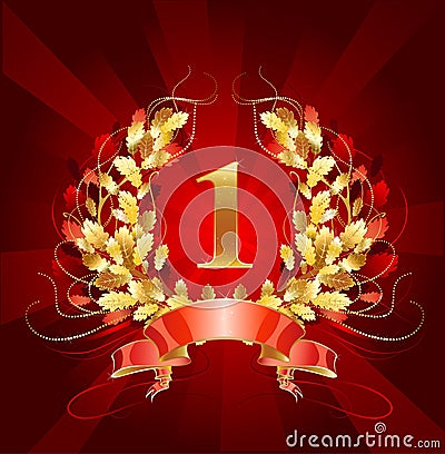 Golden oak wreath Vector Illustration