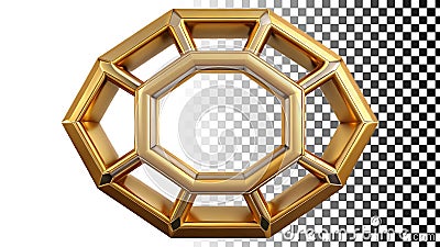 Golden octagon frame, geometric border, modern design element, luxury frame png transparent image Generative AI Stock Photo