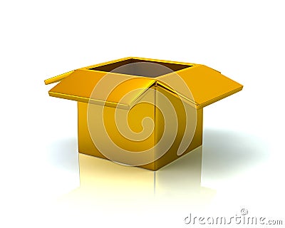 Golden open box Cartoon Illustration