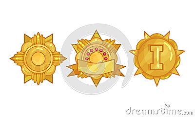 Golden Order or Medal as Distinctive Insignia Vector Set Vector Illustration