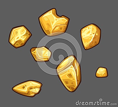 Golden ore set Vector Illustration
