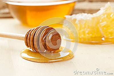 Golden Organic Honey Stock Photo