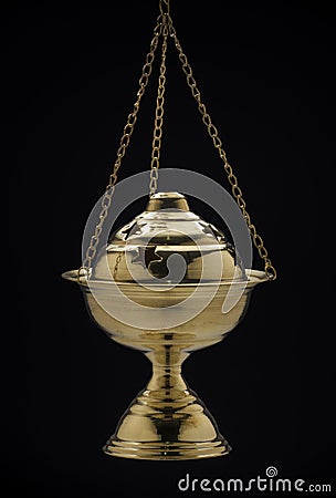 Golden Original Ramadan Censer on Black Stock Photo