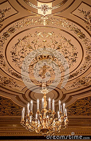 Golden ornament on the ceiling Editorial Stock Photo