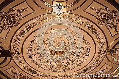 Golden ornament on the ceiling Editorial Stock Photo