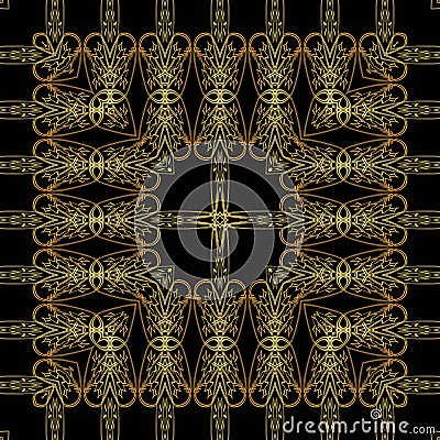 Golden ornament pattern on black background Stock Photo