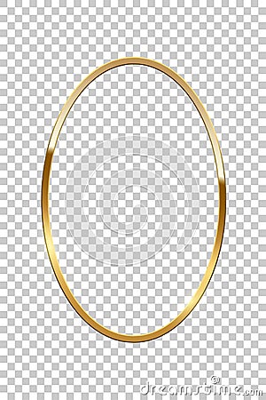 Golden oval isolated on transparent background. Vector golden frame. Vector Illustration