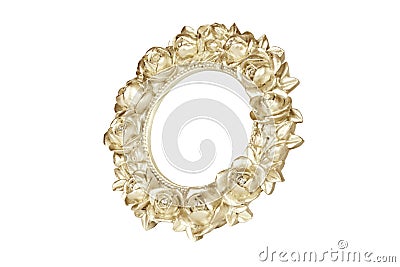 Golden oval picture frame Stock Photo