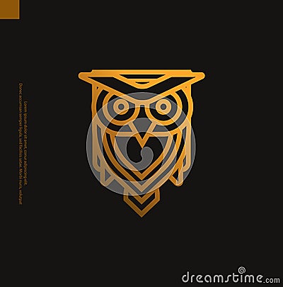 Golden owl monoline logo vector Vector Illustration
