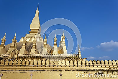 Golden pagada in Wat Pha-That Luang, Vientiane Province , Laos Stock Photo