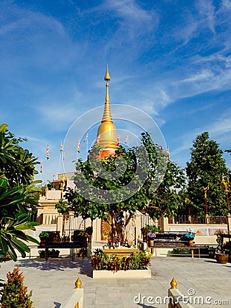 Golden Pagoda blue sky Stock Photo