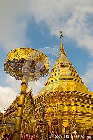 Golden pagoda.Chiang Mai, Thailand Editorial Stock Photo