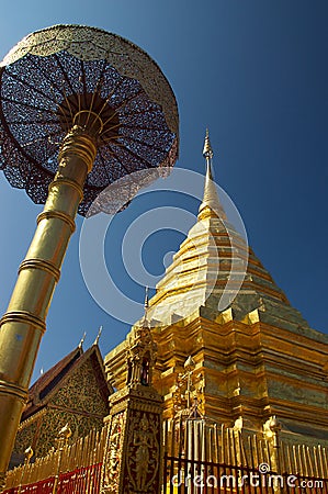 Golden pagoda of Doi Suthep Stock Photo