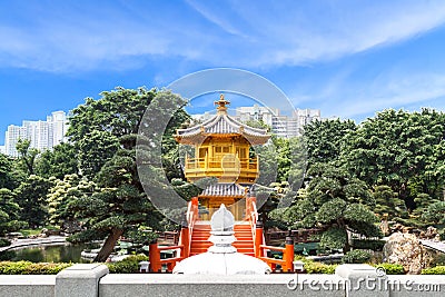 Golden pagoda at Nan Lian Garden Stock Photo