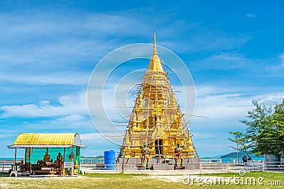 Golden pagoda near Samui island beach in Thailand Editorial Stock Photo