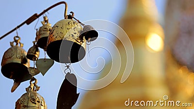 Golden pagoda temple bell stock footage. Video of detail - 54262752