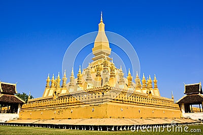 Golden pagoda in Vientiane Stock Photo