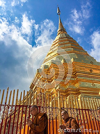 Golden pagoda wat Phra That Doi Suthep Editorial Stock Photo