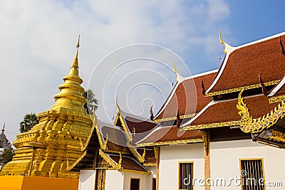 Golden Pagoda at Wat Phra That Sri Chom Thong Stock Photo