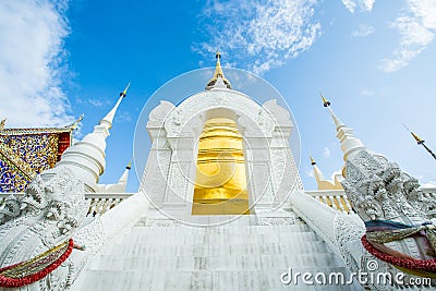 Golden pagoda wat suandok chiangmai Thailand Stock Photo