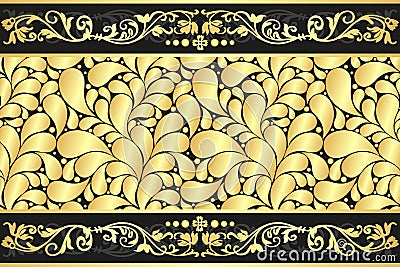 Golden paisley vintage vector background Vector Illustration