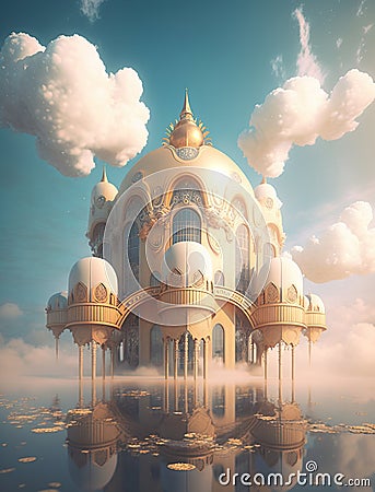 The Golden Palace of Splendor. Generative AI Stock Photo