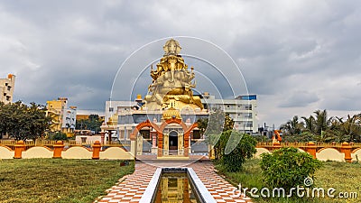 Golden Panchamukhi Ganesh temple in the suburbs of Bangalore city, India Stock Photo