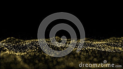 Golden particle bokeh, illustration particle wave background Cartoon Illustration