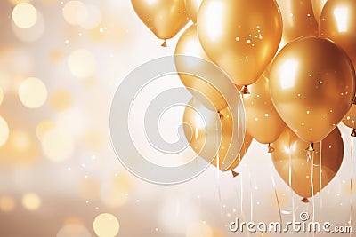 Golden party ballons and happy new year background Stock Photo