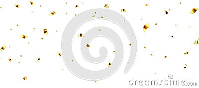 Golden Party confetti and tinsel on white background. Carnival elements vector Vector Illustration