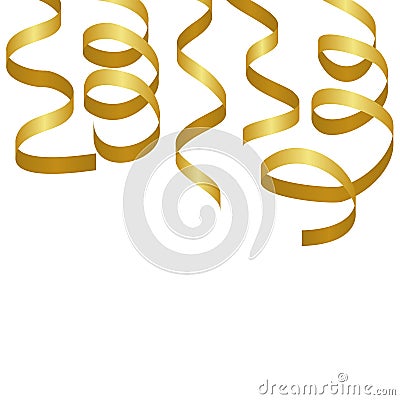 Golden party streamers. Carnival serpentine Vector Illustration