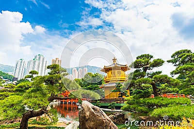 Golden Pavilion of Absolute Perfection in the Nan Lian Garden wi Stock Photo