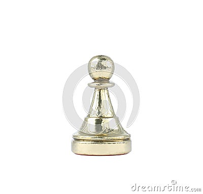 Golden pawn isolated on white. Chess piece Stock Photo