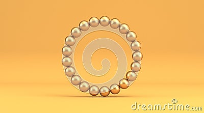 Golden pearl circle 3D Cartoon Illustration