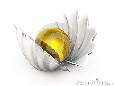Golden pearl in a shell Stock Photo