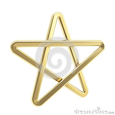 Golden pentagonal five-pointed star Stock Photo