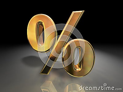 Golden Percentage Symbol Stock Photo