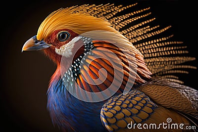 Beautiful Golden Pheasant Close Up. Colorful and Vibrant Animal. Stock Photo