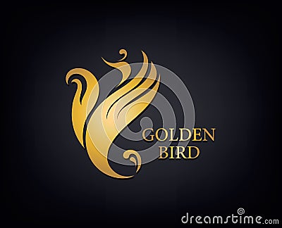 Golden Phoenix, bird brand, animal logo, luxury brand identity for hotel fashion and sports brand concept. Vector design Vector Illustration