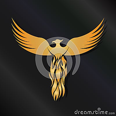 Gold Phoenix Logo Vector Illustration